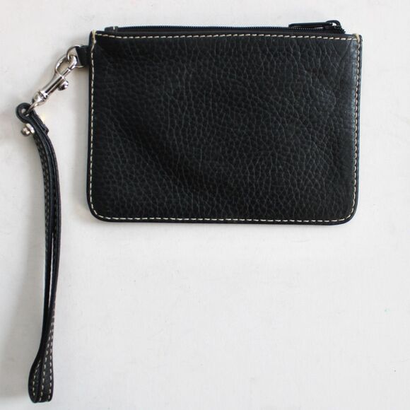 Dooney & Bourke Vintage Black Pebble Leather Zip Case Wristlet Wallet - Picture 1 of 6